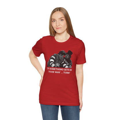 A red short-sleeve t-shirt with a graphic from Better Off Dead.
