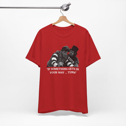 A red short-sleeve t-shirt with a graphic from Better Off Dead.