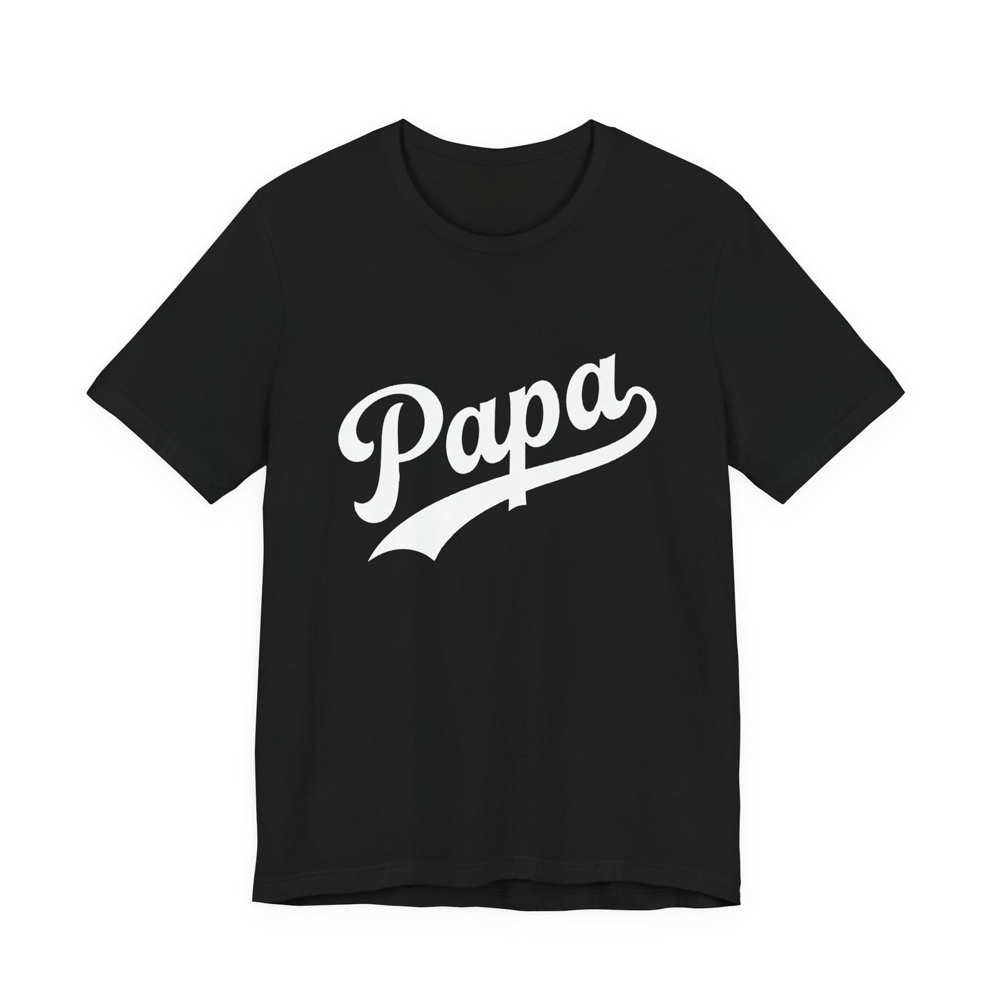 Black t-shirt with a graphic of Papa in white.
